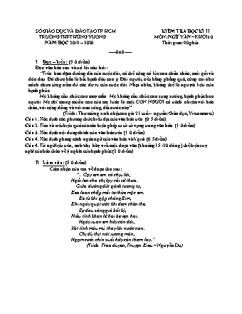 Đề kiểm tra học kỳ II môn Ngữ văn Lớp 10 - Năm học 2019-2020 - Trường THPT Hùng Vương (Có đáp án chi tiết và thang điểm)