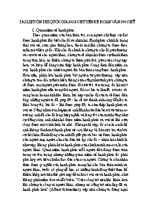 Tài liệu ôn thi THPT Quốc gia môn Ngữ văn năm 2018 - Chuyên đề: Đoạn văn 200 chữ