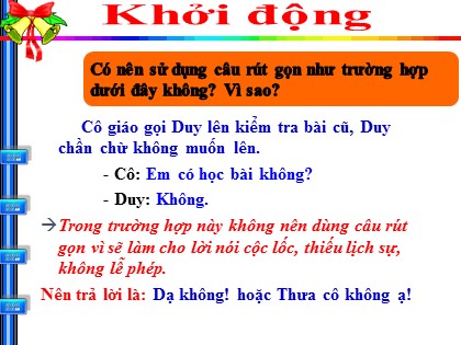 Bài giảng Ngữ văn 7 - Bài: Câu đặc biệt