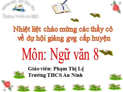 Bài giảng Ngữ văn Lớp 8 - Bài 13: Bài toán dân số - Phạm Thị Lệ