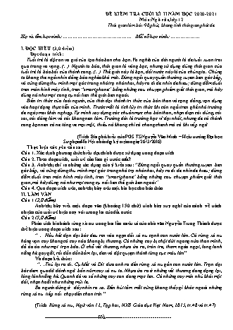 Đề kiểm tra cuối học kỳ II môn Ngữ văn Lớp 12 - Năm học 2020-2021 (Có đáp án)