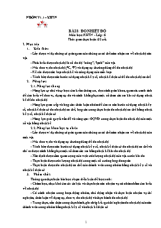 Giáo án Khoa học tự nhiên Lớp 6 (Sách Kết nối tri thức) - Bài 8: Đo nhiệt độ