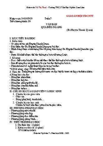 Giáo án Ngữ văn Lớp 7 - Tiết 28: Qua đèo Ngang - Năm học 2020-2021 - Vũ Thị Thúy