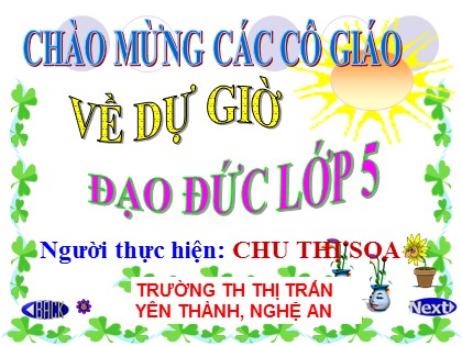 Bài giảng Đạo đức Lớp 5 - Tiết 12: Kính già yêu trẻ - Chu Thị Soa