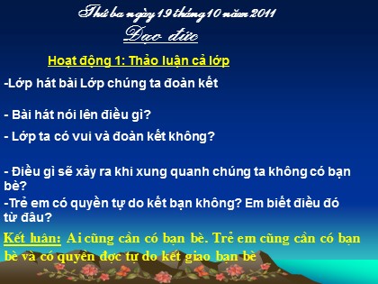 Bài giảng Đạo đức Lớp 5 - Tiết 9: Tình bạn