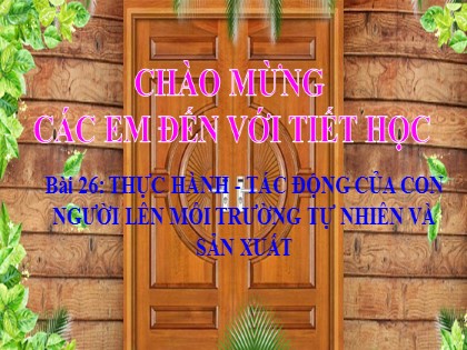 Bài giảng Địa lý Lớp 6 (Sách Cánh diều) - Bài 26: Thực hành Tác động của con người lên môi trường tự nhiên và sản xuất