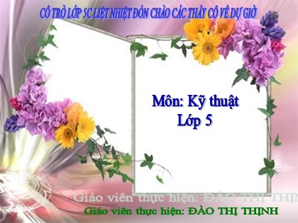 Bài giảng Kĩ thuật Lớp 5 - Tiết 20: Chăm sóc gà - Đào Thị Thịnh