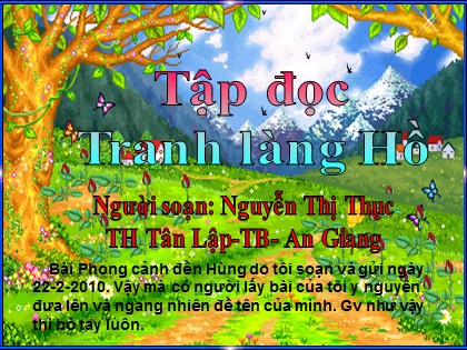 Bài giảng Tập đọc Lớp 5 - Tiết 53: Tranh làng Hồ - Nguyễn Thị Thục