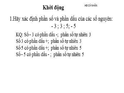 Bài giảng Toán Lớp 6 (Sách Kết nối tri thức) - Tiết 31: Phép cộng và phép trừ số nguyên (Tiết 1)