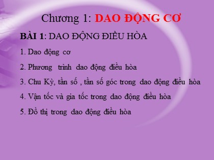 Bài giảng Vật lý Lớp 12 - Bài 1: Dao động điều hòa