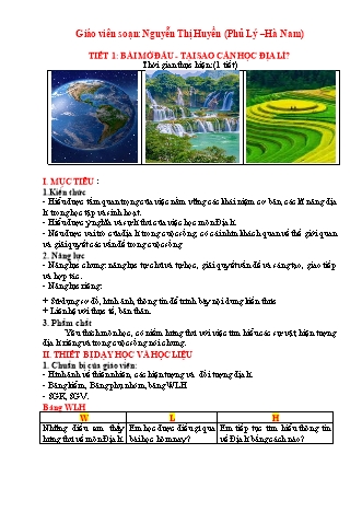 Giáo án Địa lý Lớp 6 (Sách Chân trời sáng tạo) - Chương trình cả năm - Nguyễn Thị Huyền