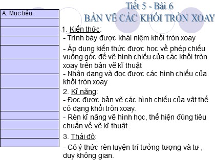 Bài giảng Công nghệ Lớp 8 - Bài 6: Bản vẽ các khối tròn xoay