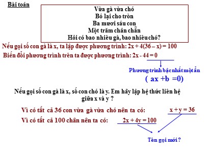 Bài giảng Đại số Lớp 9 - Bài: Phương trình bậc nhất hai ẩn