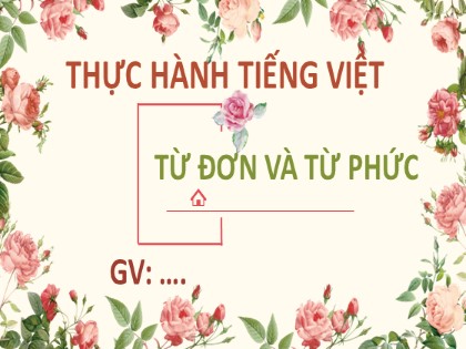 Bài giảng Ngữ văn Lớp 6 (Sách Cánh diều) - Bài 1: Thực hành tiếng Việt - Từ đơn và từ phức