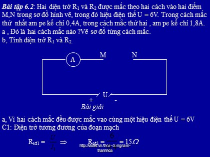 Bài giảng Vật lý Lớp 9 - Bài 7: Sự phụ thuộc của điện trở vào chiều dài dây dẫn