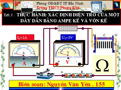 Bài giảng Vật lý Lớp 9 - Tiết 3: Thực hành Xác định điện trở của một dây dẫn bằng ampe kế và vôn kế - Nguyễn Văn Yên