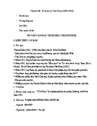 Đề cương ôn tập môn Ngữ văn 8 - Chuyên đề: Truyện - Kí Việt Nam (1930-1945)