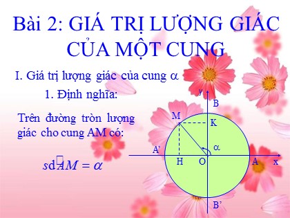 Bài giảng Đại số Lớp 10 - Tiết 51: Giá trị lượng giác của một cung