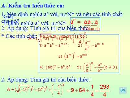 Bài giảng Giải tích Lớp 12 - Tiết 21+22: Lũy thừa - Bảo Trọng