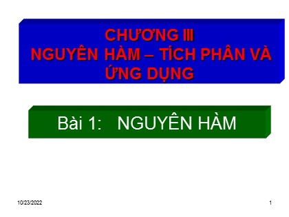 Bài giảng Giải tích Lớp 12 - Tiết 49: Nguyên hàm