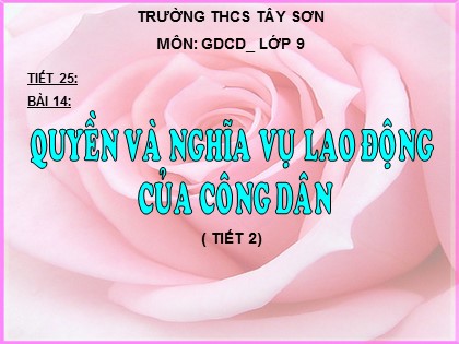 Bài giảng Giáo dục công dân Lớp 9 - Tiết 25: Quyền và nghĩa vụ lao động của công dân (Tiết 2)