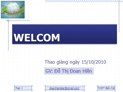 Bài giảng Hình học Lớp 10 - Tiết 10: Hệ trục tọa độ - Đỗ Thị Đoan Hiền Bài giảng Hình học Lớp 10 - Tiết 10: Hệ trục tọa độ - Đỗ Thị Đoan Hiền