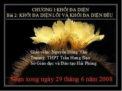 Bài giảng Hình học Lớp 12 - Tiết 4: Khối đa diện lồi và khối đa diện đều - Nguyễn Hồng Vân