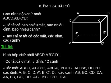 Bài giảng Hình học Lớp 8 - Tiết 59: Hình lăng trụ đứng