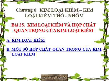 Bài giảng Hóa học Lớp 12 - Bài 25: Kim loại kiềm và hợp chất quan trọng của kim loại kiềm