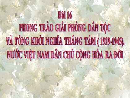 Bài giảng Lịch sử Lớp 12 - Bài 16: Phong trào giải phóng dân tộc và tổng khởi nghĩa Tháng Tám (1939-1945). Nước Việt Nam dân chủ cộng hòa ra đời