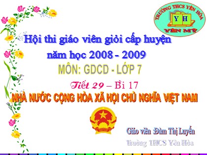 Bài giảng Lịch sử Lớp 12 - Bài 17: Nhà nước cộng hòa xã hội chủ nghĩa Việt Nam - Đàm Thị Luyến