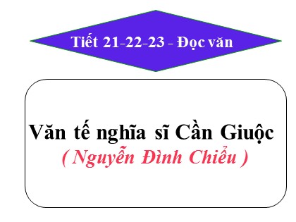 Bài giảng Ngữ văn Lớp 11 - Tiết 21+22+23: Văn tế nghĩa sĩ Cần Giuộc (Nguyễn Đình Chiểu) Bài giảng Ngữ văn Lớp 11 - Tiết 21+22+23: Văn tế nghĩa sĩ Cần Giuộc (Nguyễn Đình Chiểu)