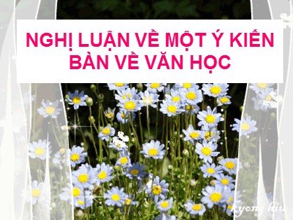 Bài giảng Ngữ văn Lớp 12 - Tiết 20: Nghị luận về một ý kiến bàn về văn học