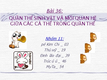 Bài giảng Sinh học Lớp 12 - Bài 36: Quần thể sinh vật và mối quan hệ giữa các cá thể trong quần thể