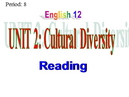Bài giảng Tiếng Anh Lớp 12 - Unit 2: Cultural diversity - Period 8: Reading