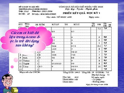Bài giảng Tin học Lớp 12 - Tiết 10: Cấu trúc bảng