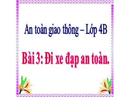 Bài giảng An toàn giao thông Lớp 4 - Bài 3: Đi xe đạp an toàn