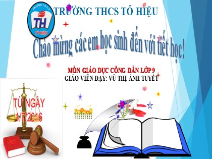 Bài giảng Giáo dục công dân Lớp 9 - Bài 13: Quyền tự do kinh doanh và nghĩa vụ đóng thuế - Vũ Thị Ánh Tuyết