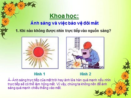 Bài giảng Khoa học 4 - Bài 49: Ánh sáng và việc bảo vệ đôi mắt