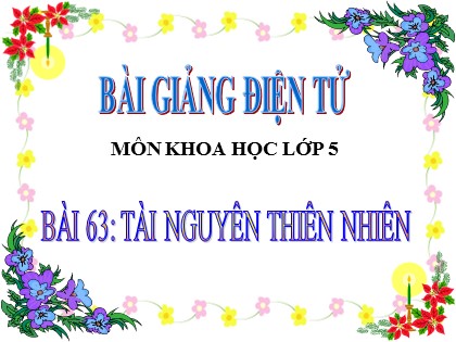 Bài giảng Khoa học Lớp 5 - Tuần 32 - Bài 63: Tài nguyên thiên nhiên