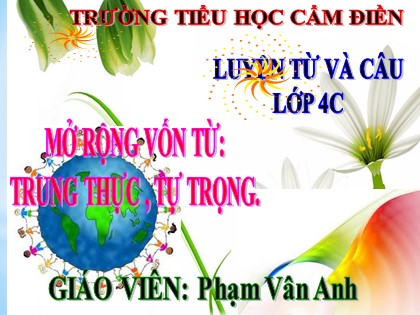 Bài giảng Luyện từ và câu Lớp 4 - Tuần 5 - Bài: Mở rộng vốn từ Trung thực. Tự trọng - Phạm Vân Anh