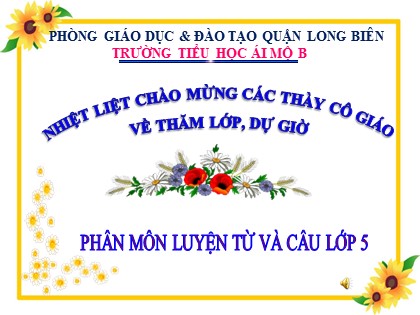 Bài giảng Luyện từ và câu Lớp 5 - Tuần 27 - Bài: Liên kết câu trong bài bằng từ ngữ nối - Năm học 2016-2017 - Trường Tiểu học Ái Mộ B