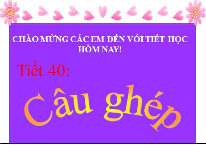 Bài giảng Ngữ văn Lớp 8 - Tiết 40: Câu ghép