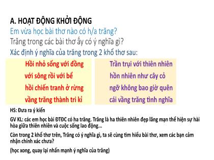 Bài giảng Ngữ văn Lớp 9 - Tiết: Ánh trăng