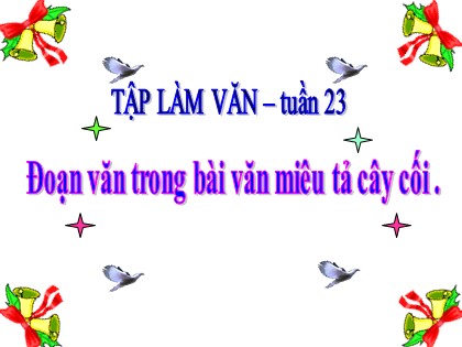 Bài giảng Tập làm văn Khối 4 - Tuần 23 - Bài: Đoạn văn trong bài văn miêu tả cây cối
