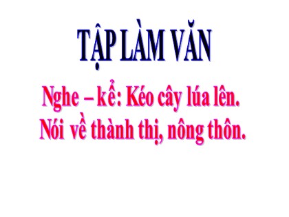 Bài giảng Tập làm văn Lớp 3 - Tuần 16 - Bài: Nghe kể Kéo cây lúa lên. Nói về thành thị, nông thôn