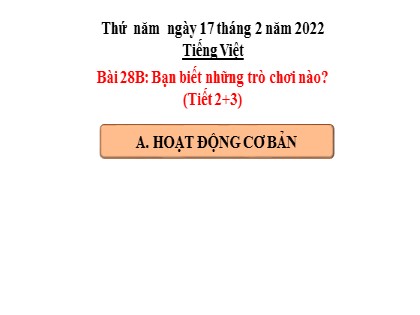 Bài giảng Tiếng Việt Lớp 4 - Tuần 28 - Bạn biết những trò chơi nào? (Tiết 2+3) - Năm học 2021-2022