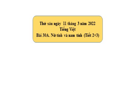 Bài giảng Tiếng Việt Lớp 5 - Tuần 30 - Bài: Nữ tính và nam tính (Tiết 2+3) - Năm học 2021-2022 Bài giảng Tiếng Việt Lớp 5 - Tuần 30 - Bài: Nữ tính và nam tính (Tiết 2+3) - Năm học 2021-2022