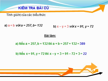 Bài giảng Toán Khối 4 - Chương 2 - Bài: Biểu thức có chứa ba chữ