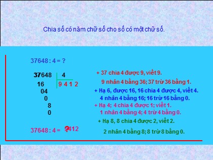 Bài giảng Toán Lớp 3 - Bài: Chia số có năm chữ số cho số có một chữ số